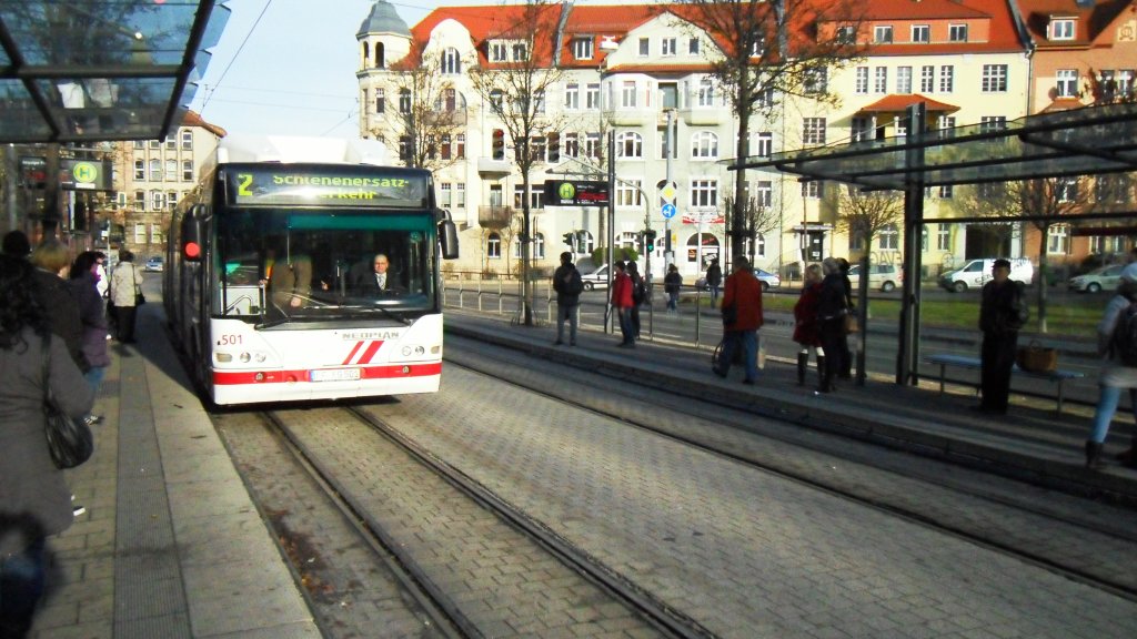 Scjenenersatzverkehr Linie 2 bis Anger aM Leipziger Platz
